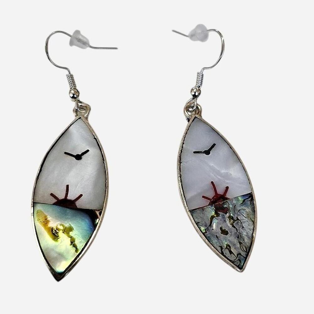 Mexican Alpaca Abalone & Mother of Pearl Sunset Earrings